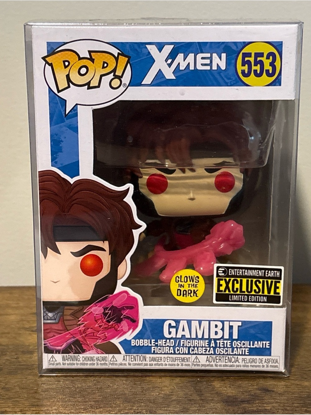Funko POP! X Men GAMBIT Glow In The Dark EE Exclusive Figure #553 w/ Protector